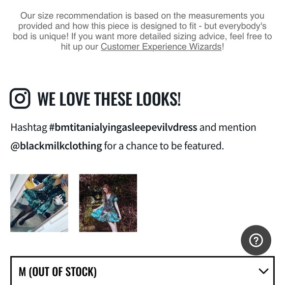 Blackmilk “TITANIA LYING ASLEEP EVIL V DRESS” Size Medium M NWT - Picture 9 of 15